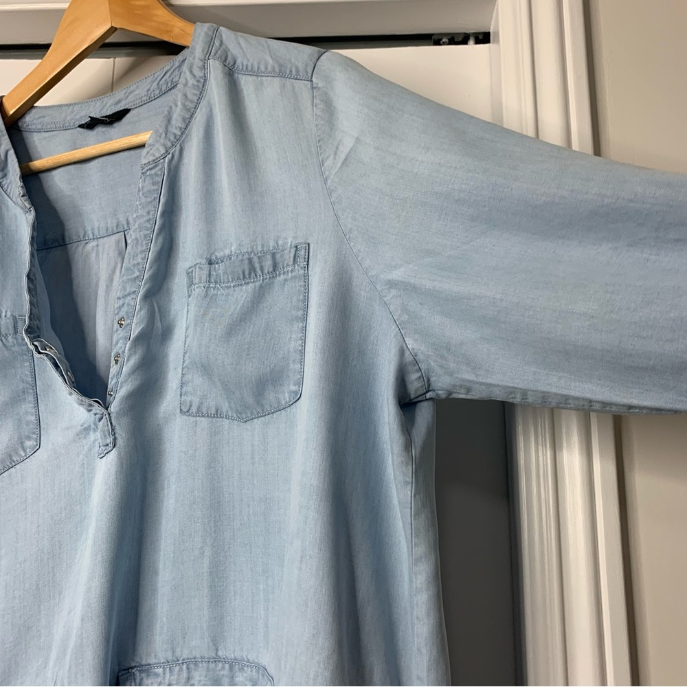 Reitmans Light Blue Denim Look Long Sleeve shirt Dress Women’s Size XXL - Picture 2 of 15